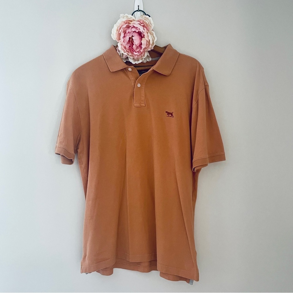 Gunn Original Fit Polo Large Collared Short Sleeve Shirt Orange Rust